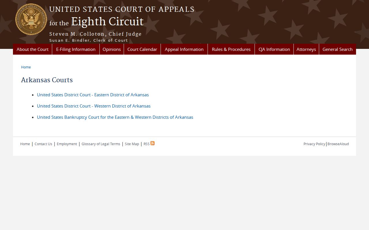 Logan County court schedule federal Arkansas courts directory