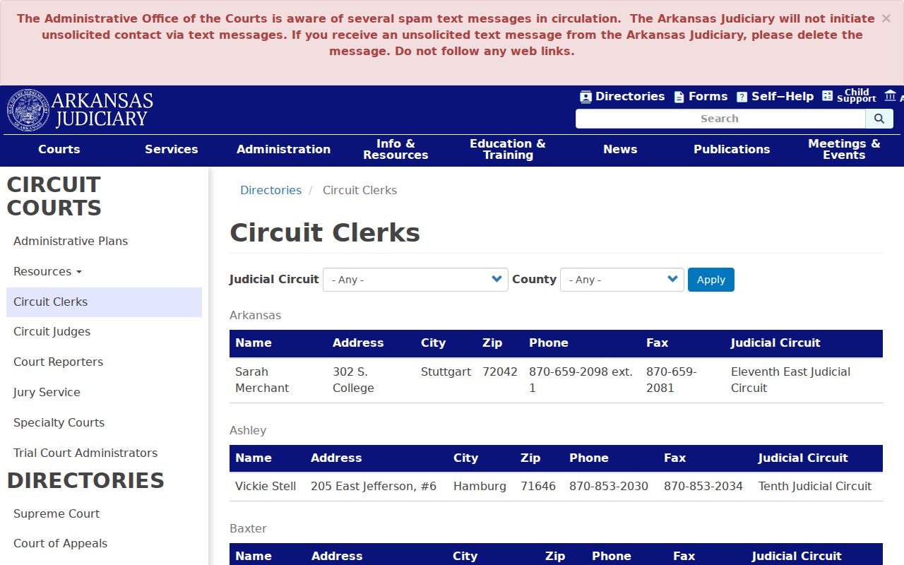 Logan County court docket Circuit Clerk directory