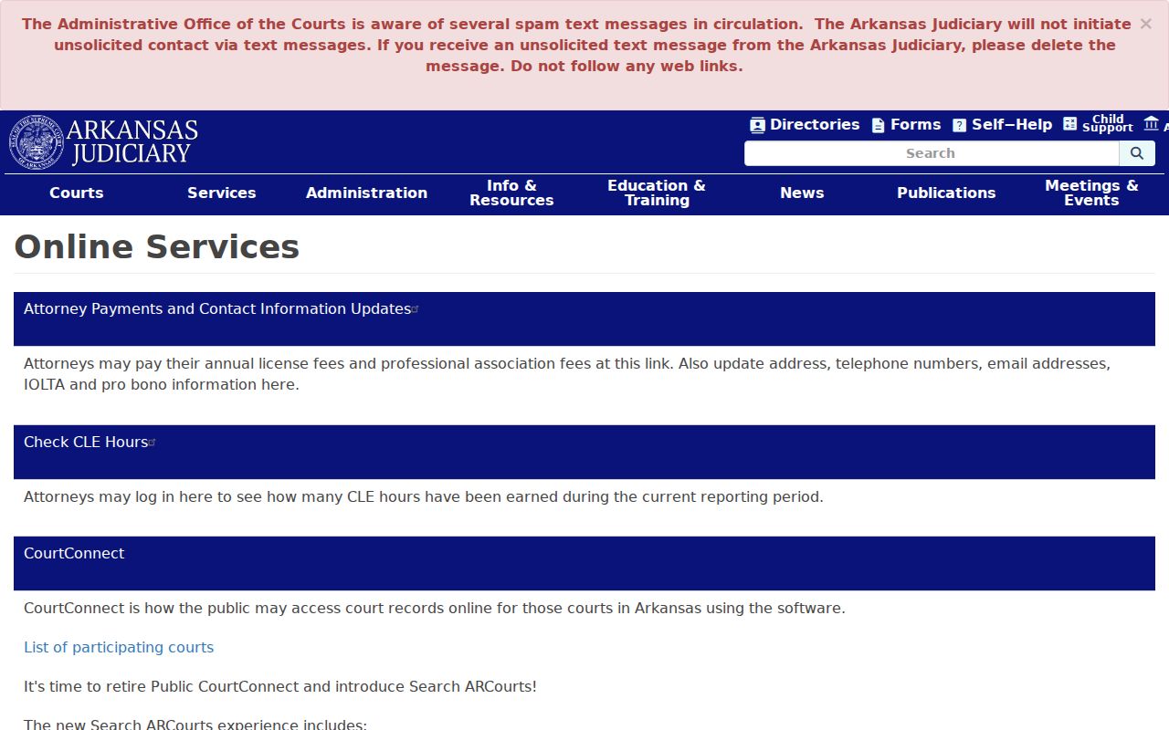 Magazine court records Arkansas Judiciary online services