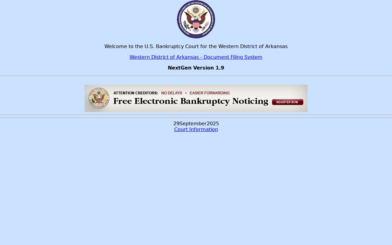 Subiaco court records bankruptcy CM ECF system
